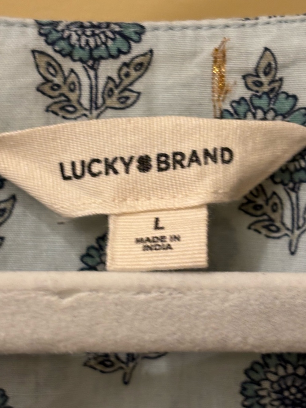 NWT Lucky Brand Light Blue Printed Button-Front Sleeveless Tank Size L - Picture 4 of 8